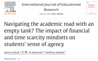 Neues Paper im „International Journal of Educational Research“ erschienen zu Auswirkungen von finanzieller und zeitlicher Knappheit auf die Motivation Studierender